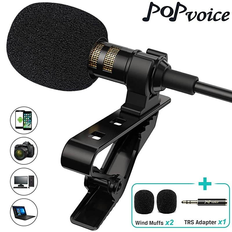 Professional Lavalier Lapel Microphone Omnidirectional Condenser Mic for iPhone Android SmartphoneRecording Mic for YoutubeInterviewVideo