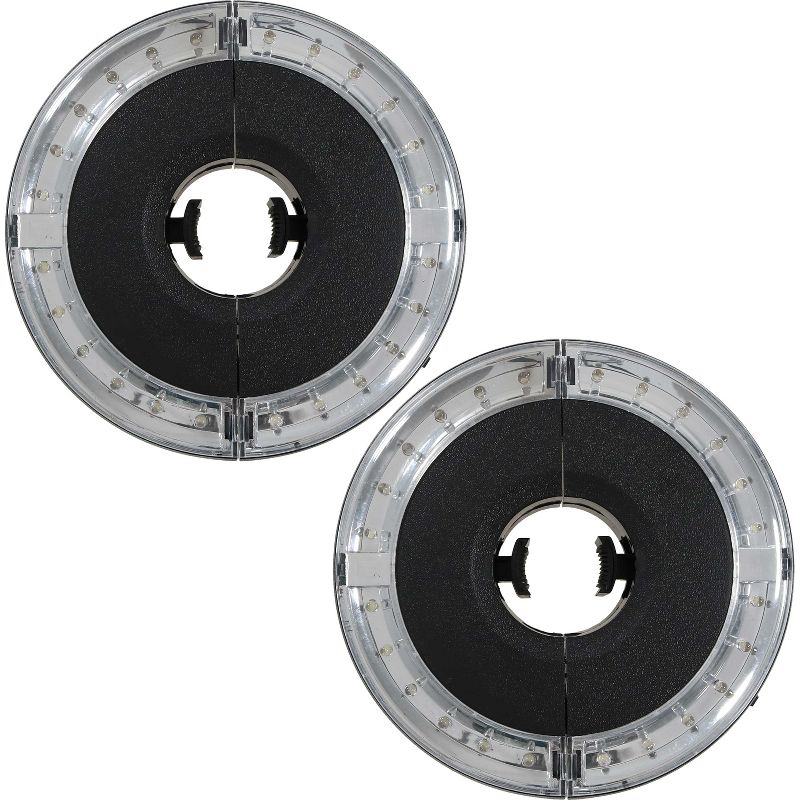 Sunnydaze Outdoor 2-Panel Cordless Battery Operated LED Patio Umbrella Pole and Tent Light - 8" - Black - 2pk