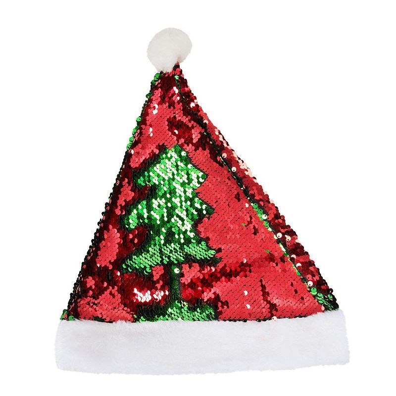 Juvale 2 Pack Christmas Party Hats, with Magic Reversible Sequin (Red & Green, 22.7 x 13 in)