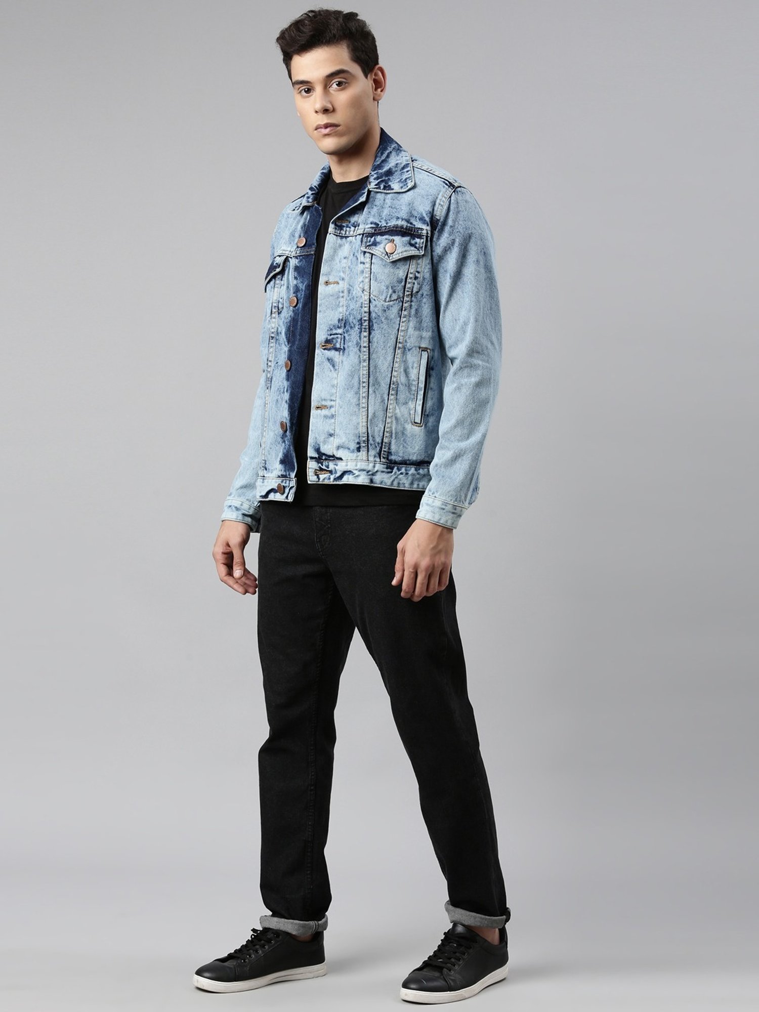 CINOCCI Blue Cotton Slim Fit Denim Jacket