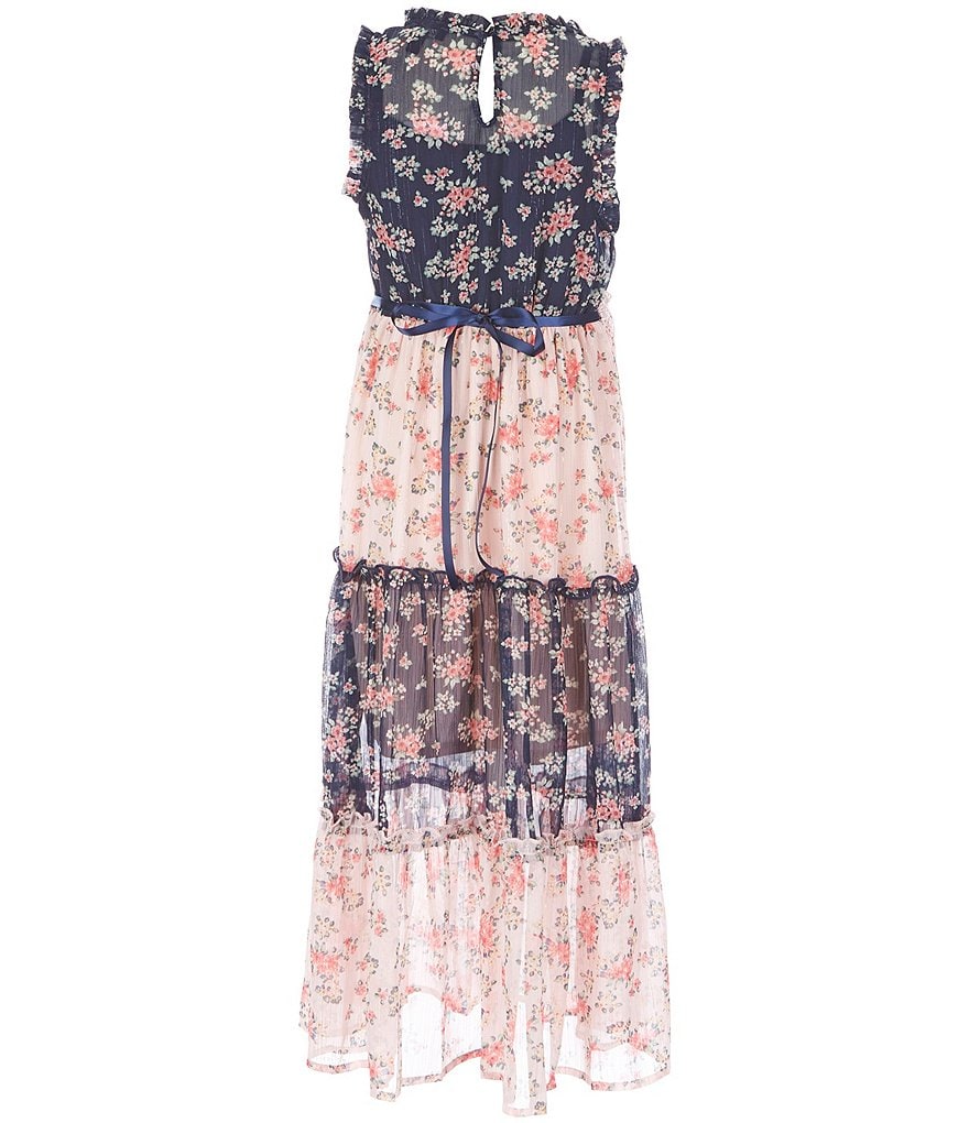 Zunie Big Girls 7-16 Ditsy Floral Chiffon Tiered Maxi Dress