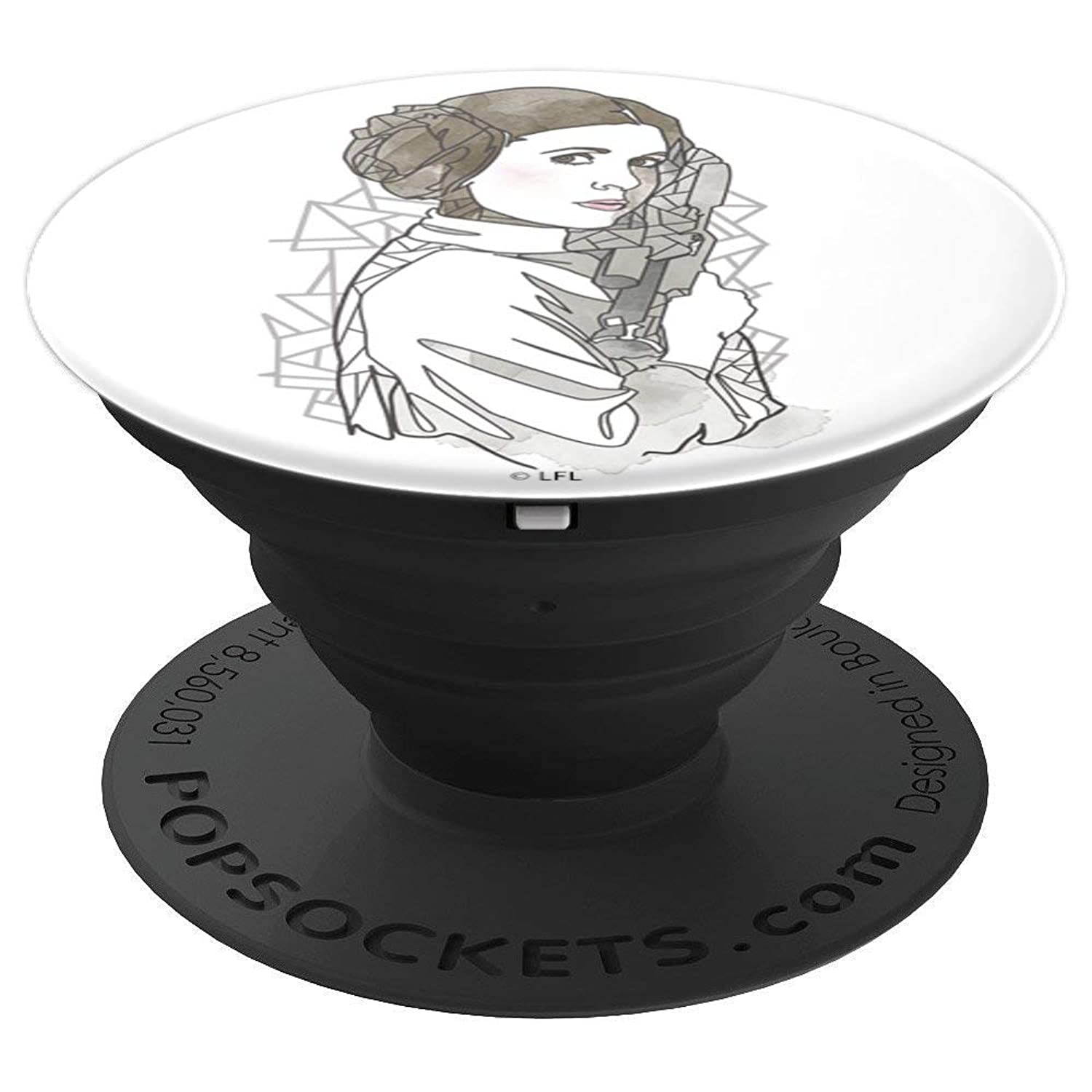 Star Wars Princess Leia Outline Watercolor Sketch PopSockets Grip and Stand for Phones and Tablets