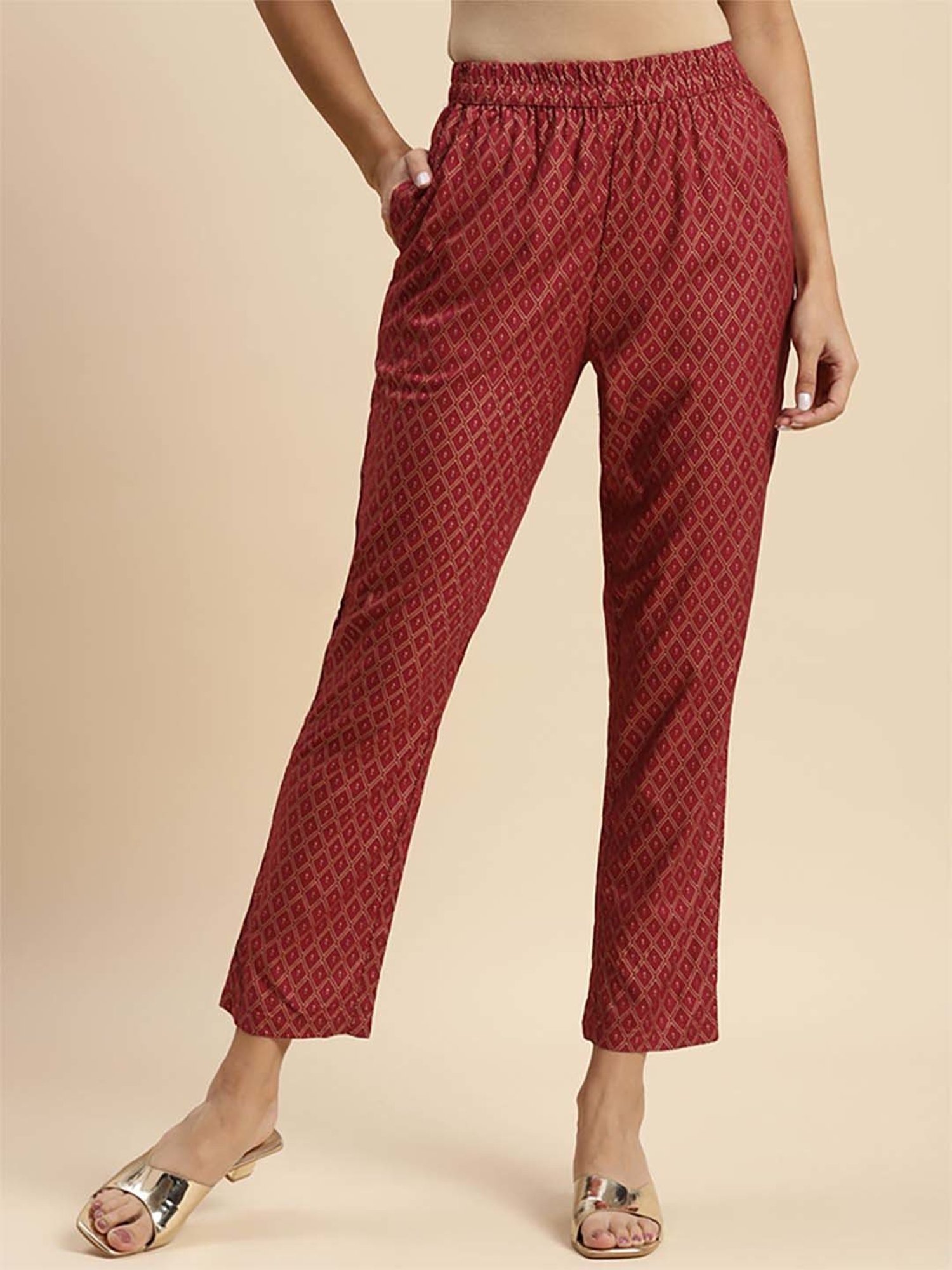 Rangita Maroon Printed Pants
