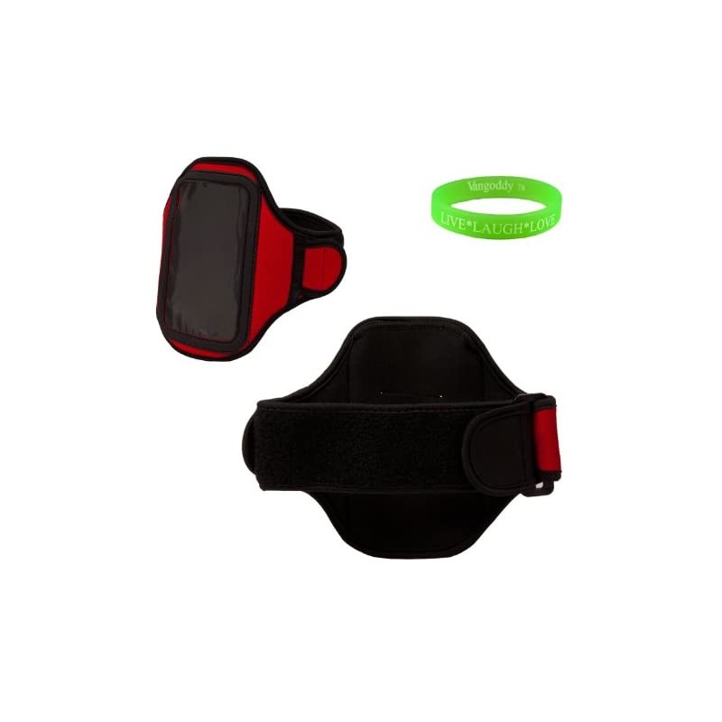 Nokia Lumia 920 Smart Phone Neoprene Exercise Armband with Special Key Pocket (Red) + VanGoddy Wristband