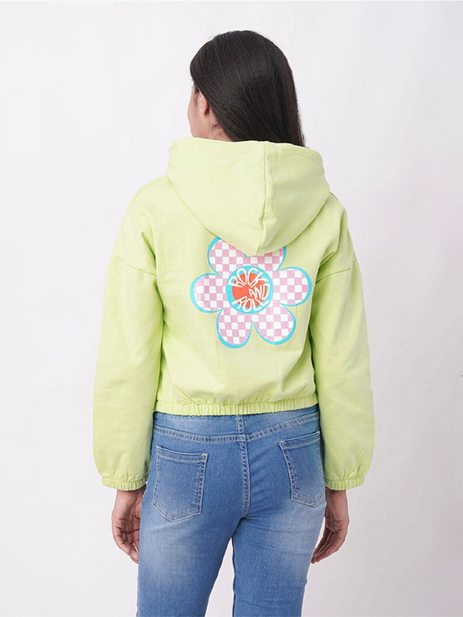 Edheads Kids Green Cotton Printed Full Sleeves Jacket