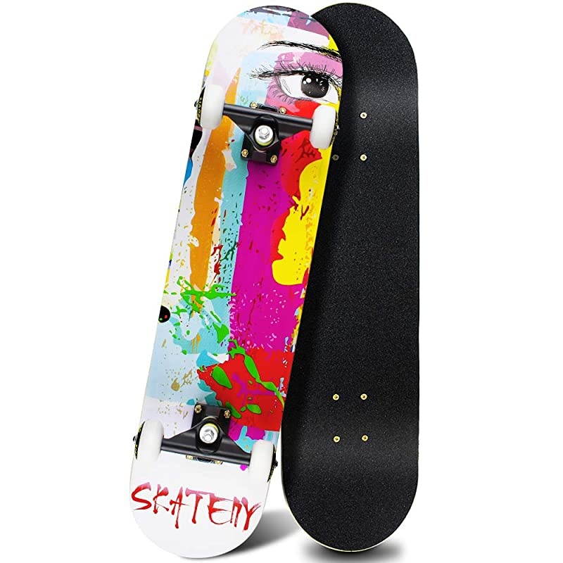 SkateboardsComplete Skateboards for Beginners Kids Boys Girls Adults YouthStandard Skateboards 31x8 with 7 Lays Maple Deck Pro Skateboards Longboard Skate Boards CB7LBBKKVZ