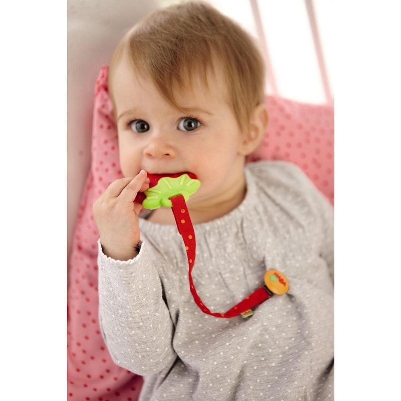 HABA Clutching Toy Strawberry Silicone Teether with Strap