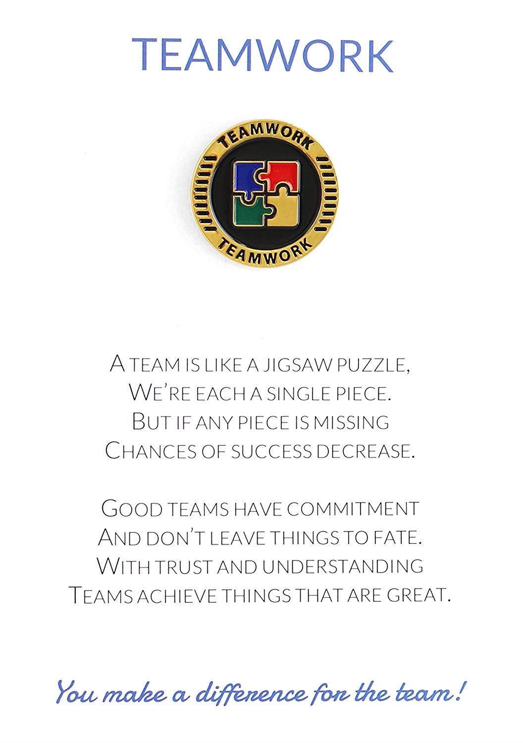 [Set of 5] Teamwork Appreciation Greeting Cards & Motivating Lapel Pin Gifts, Perfect for Employee, Student, Co-worker, Volunteer Recognition and Thanks