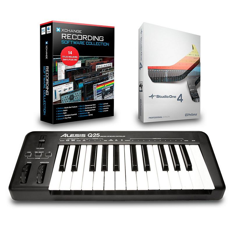 Alesis Q25 25-Key MIDI Keyboard Controller Packages Recording Package