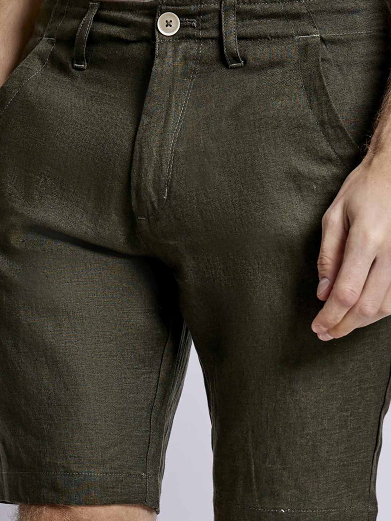 Bruun & Stengade Green Linen Regular Fit Shorts