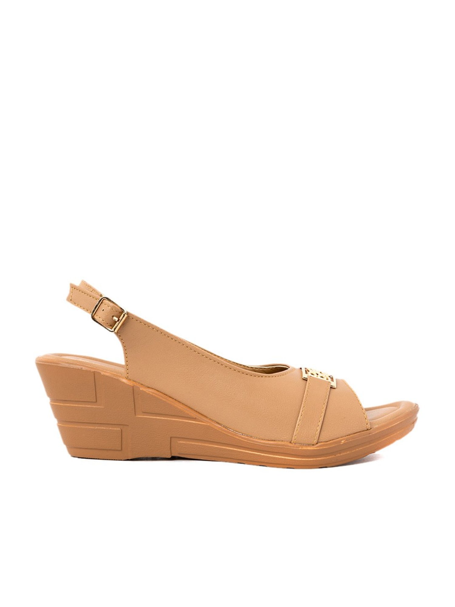 Khadim Women's Tan Sling Back Wedges