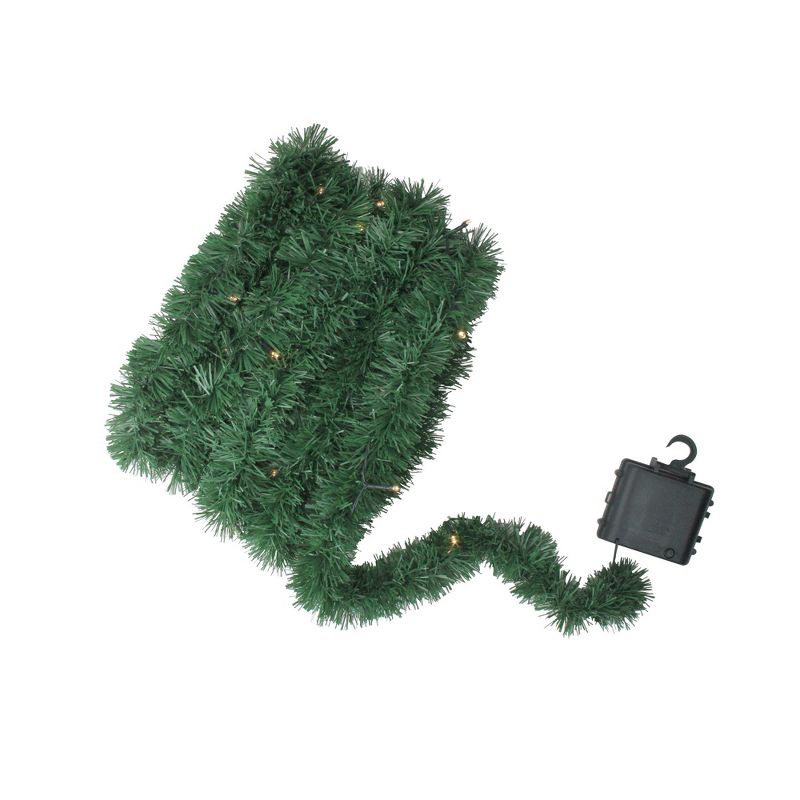 Brite Star 18' x 2.5" Prelit LED Green Pine Artificial Christmas Garland - Warm White Lights