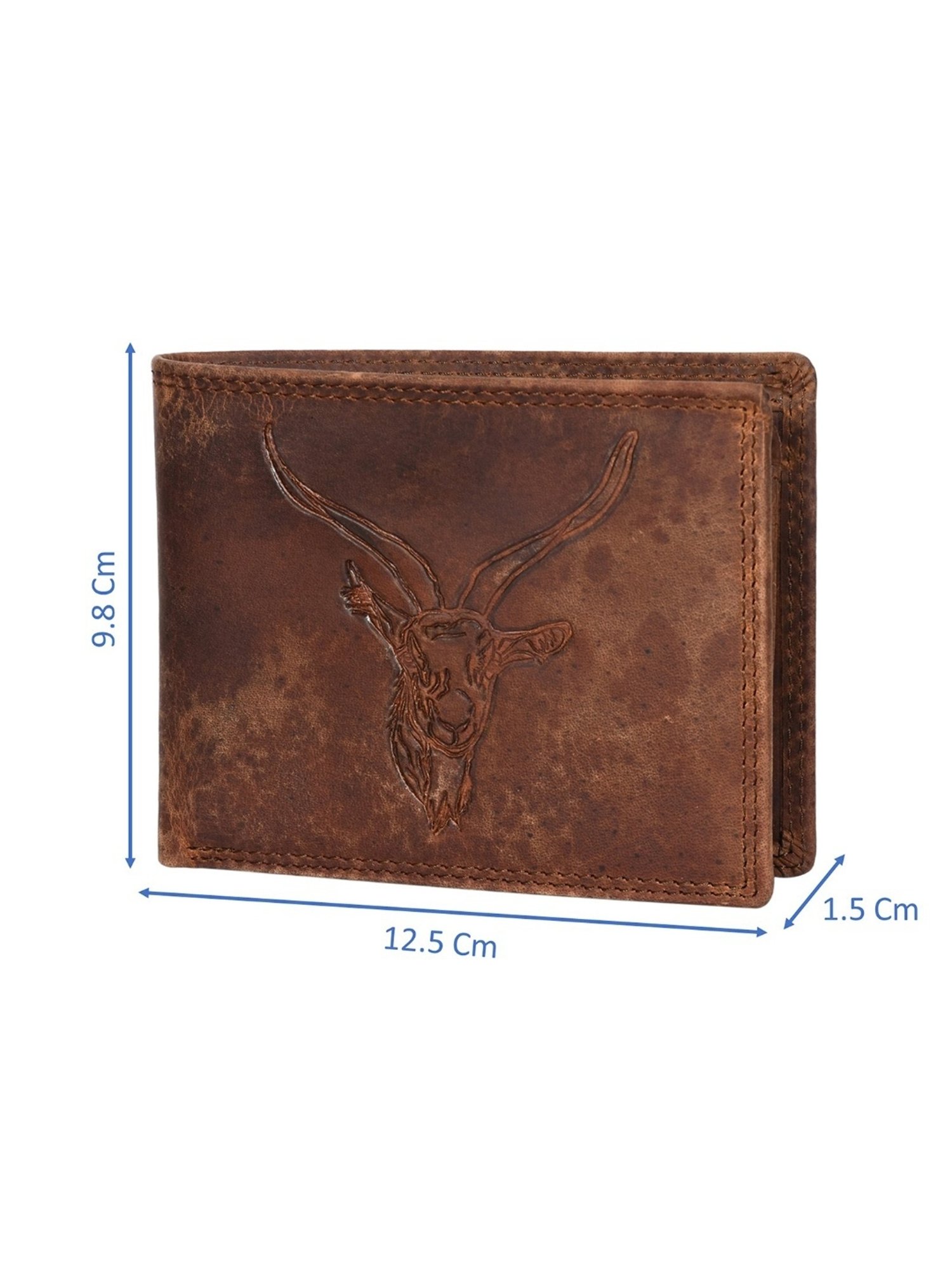 SASSORA HAN Brown Leather Textured RFID Bi-Fold Wallet