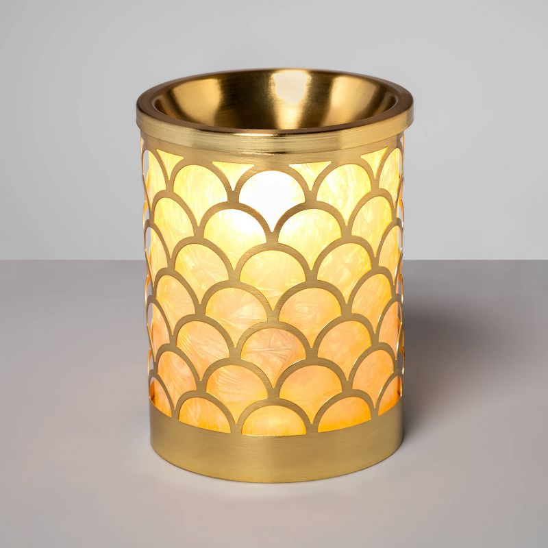 6" x 4.5" Scallop Capiz and Glass Electric Scent Warmer Gold - Opalhouse™