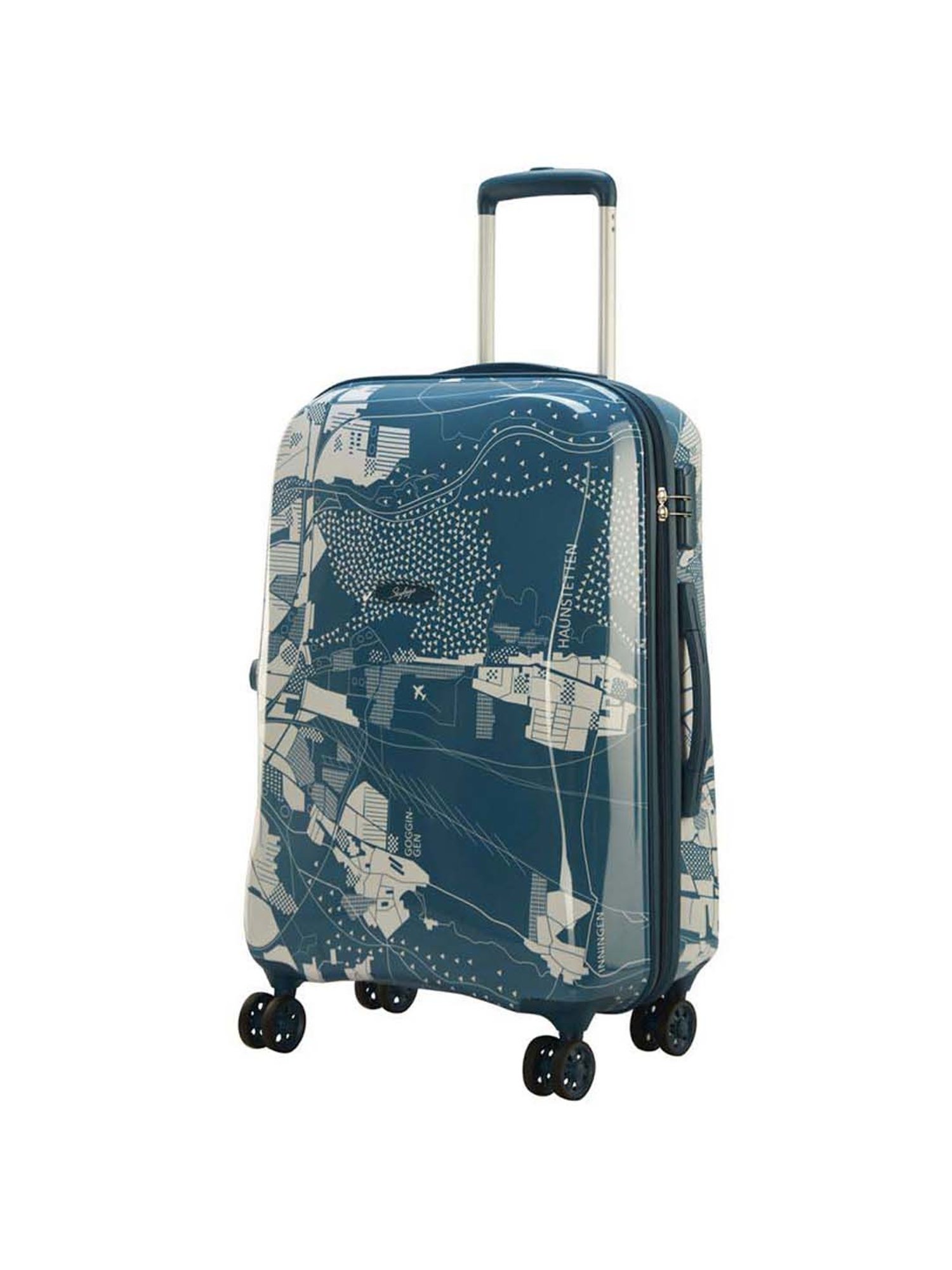 Skybags Globerunner Corsair Blue Printed Hard Medium Trolley Bag - 46 cm