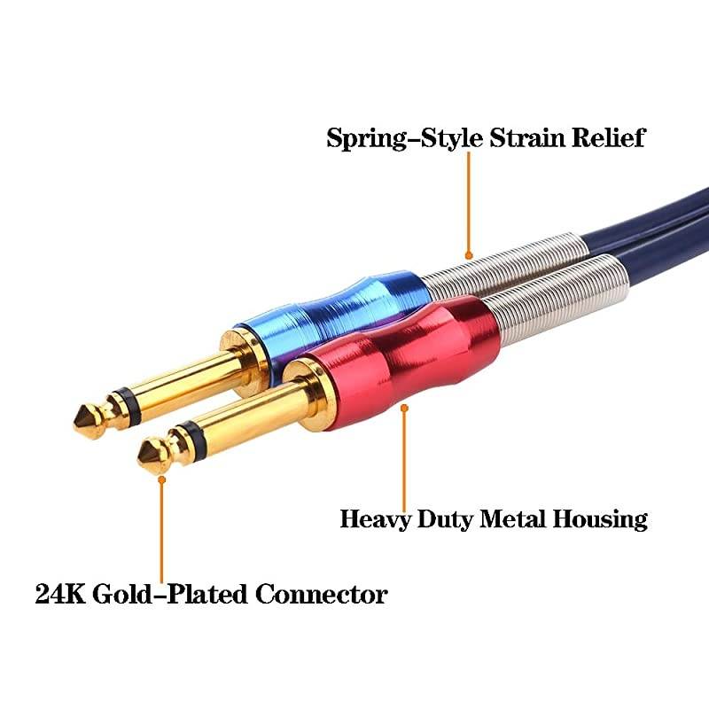 Dual 1/4 inch TS to Dual RCA Stereo Audio Interconnect Cable Patch Cable Cords -9.8 ft