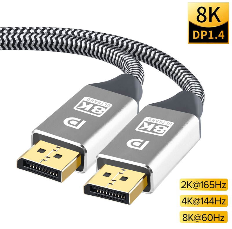 8K DisplayPort Cable, 6.6ft/2M DP 1.4 Cable (8K @60Hz,4K @144Hz,2K @165Hz) Gold-Plated Ultra High Speed DisplayPort to DisplayPort Cable Lead Support Resolution HDR for Laptop PC TV Gaming Monitor