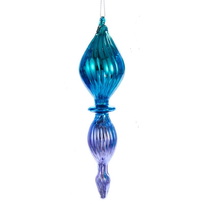Kurt S. Adler 7" Regal Peacock Teal and Grey Ombre Finial Christmas Ornament