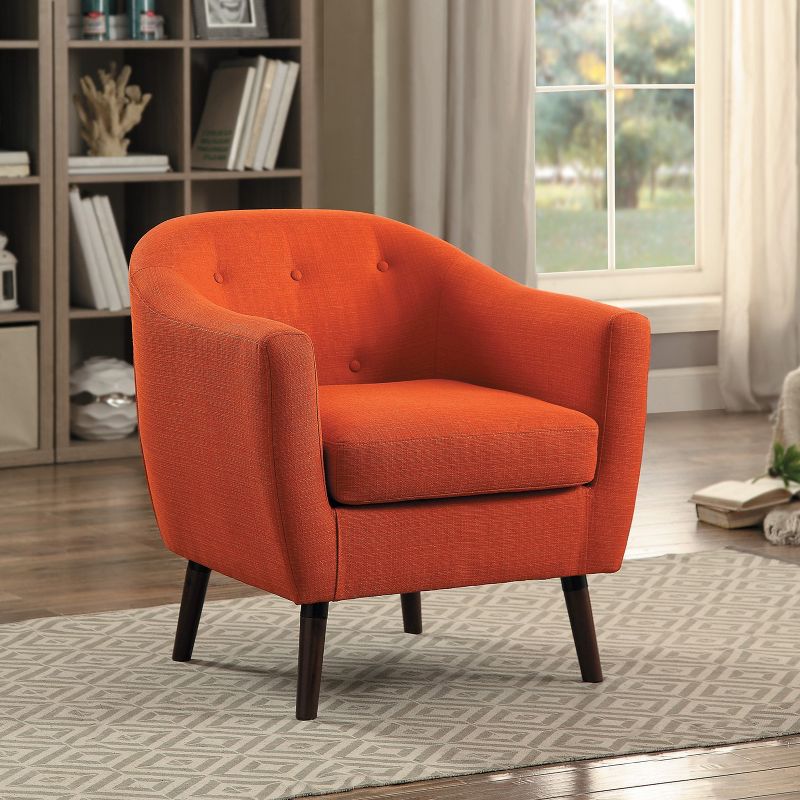 Homelegance 31 Inch Lucille Collection Classic Polyester Fabric Single Living Room Barrel Accent Chair, Orange