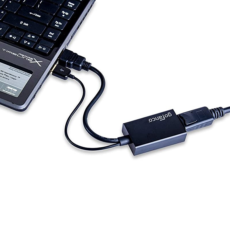 4K x 2K HDMI Male to DisplayPort Female Converter Adapter with USB Power for HDMI Source to DisplayPort Monitor (Unidirectional), Compliant with VESA Dual-Mode DisplayPort 1.2, HDMI 1.4