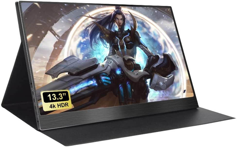 4k Portable Monitor, 13.3 Inch USB C Computer External Monitors 3200x1800 USB-C Display Screen with Dual Type-C Mini HDMI VESA for Laptop PC Phone Mac Surface Xbox One PS3 PS4 Switch Raspberry Pi