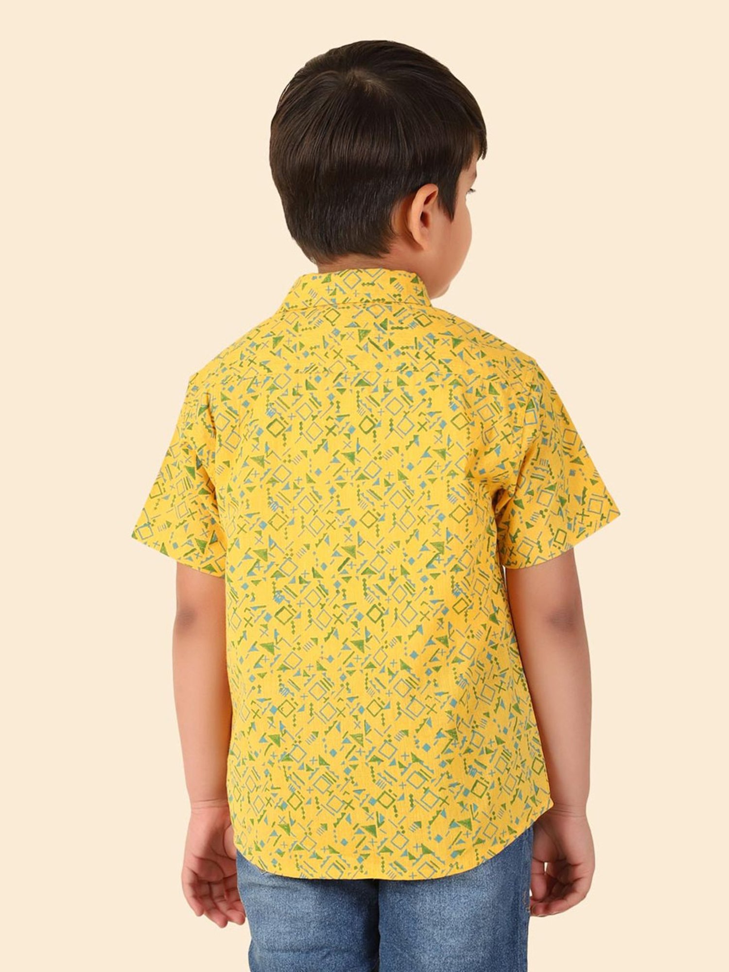 Mothercare Kids Blue Cotton Self Pattern Full Sleeves Shirt