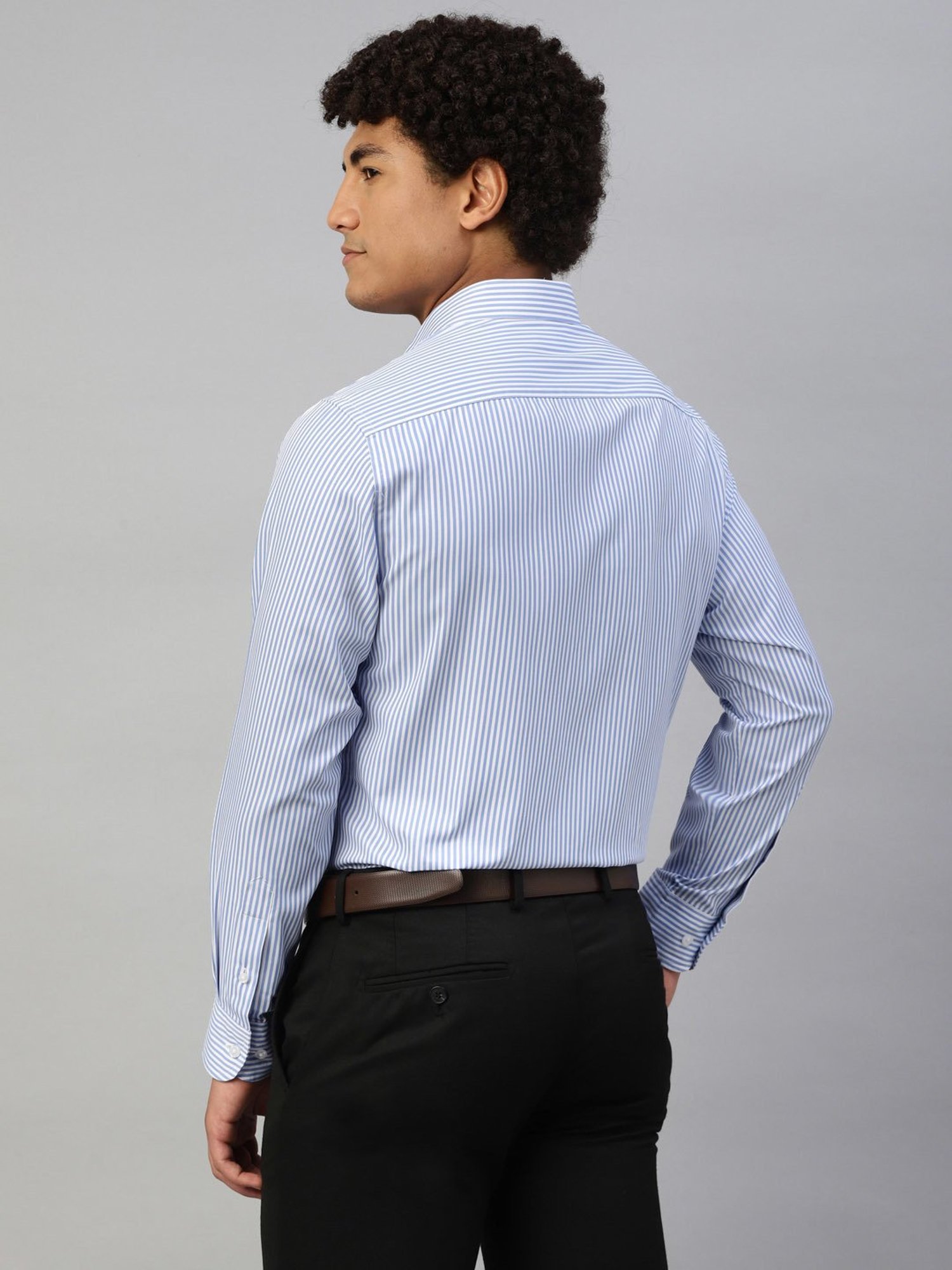 Sojanya Blue Cotton Regular Fit Self Pattern Shirt