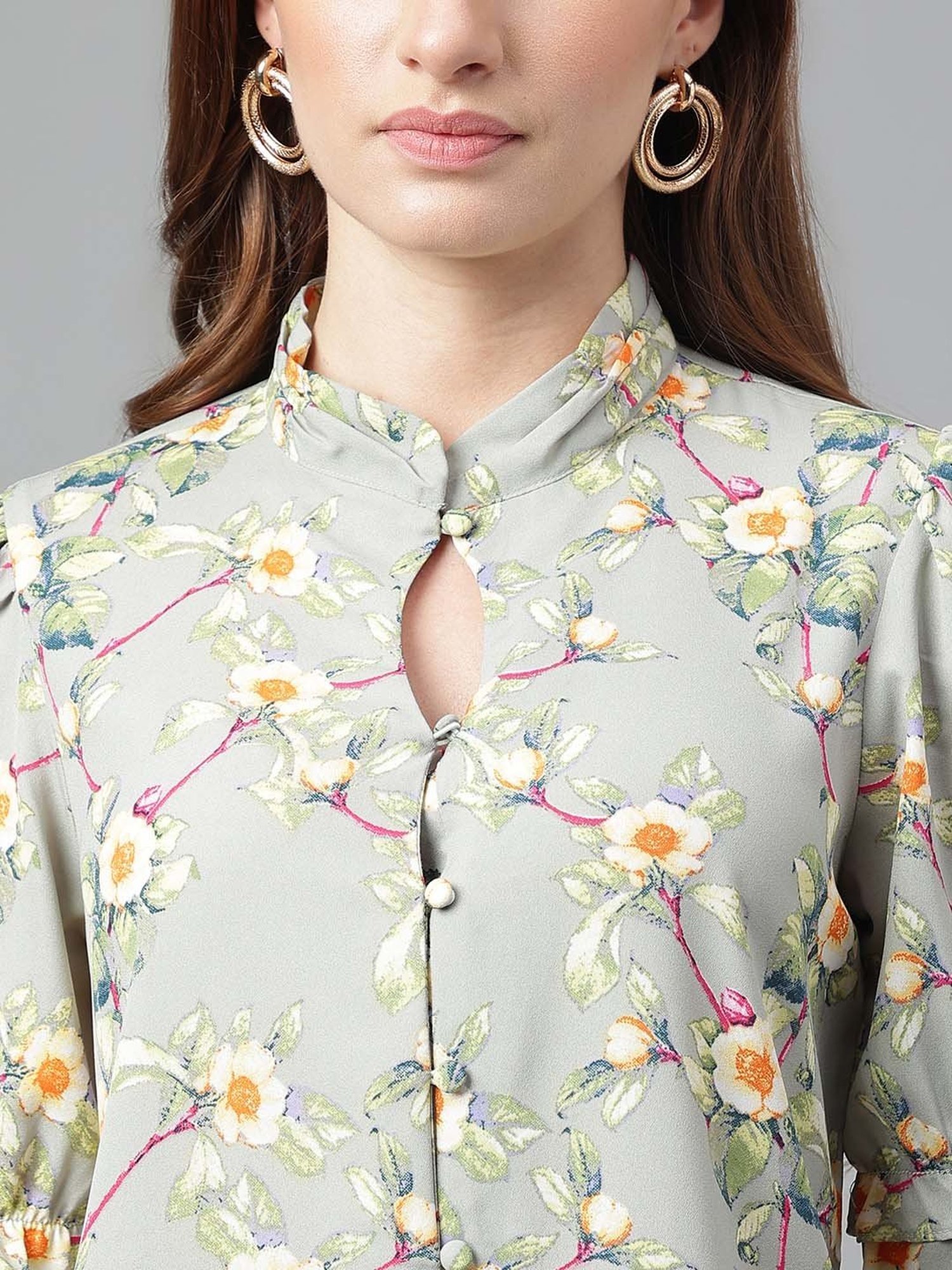 Latin Quarters Green Printed Top