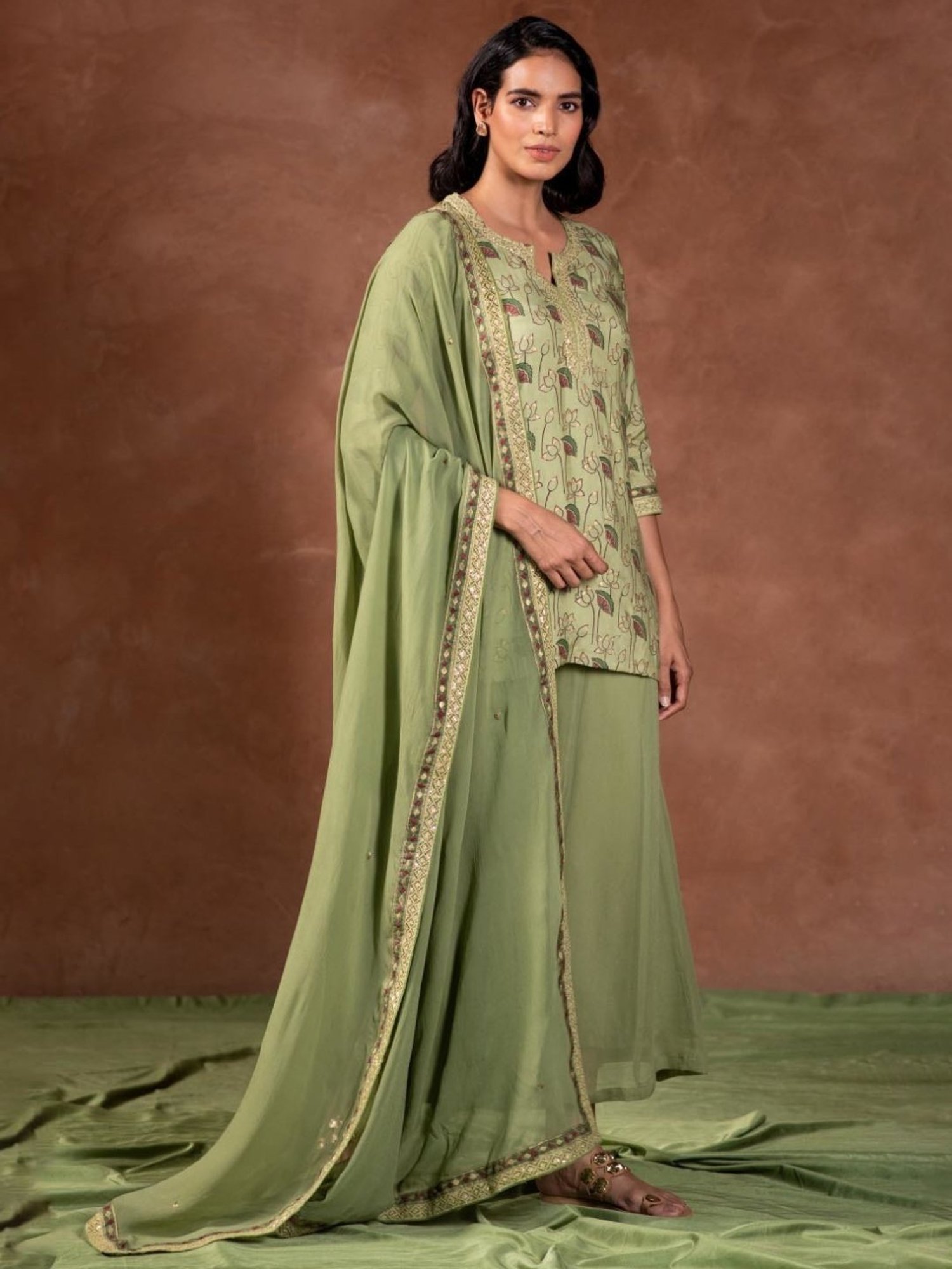 Prakriti Jaipur Green Kamal Kurta