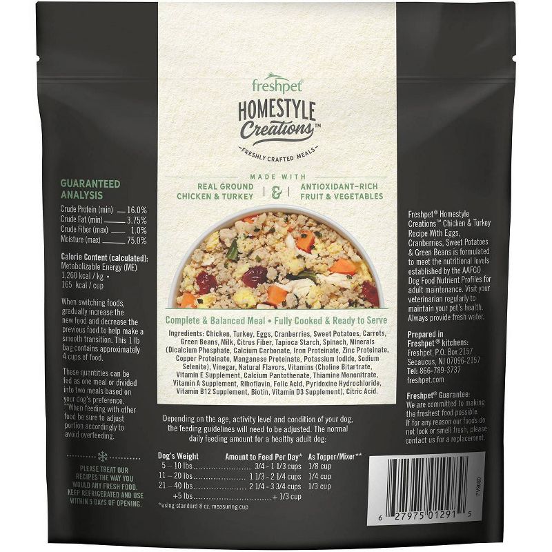 Freshpet Homestyle Creations Chopped Chicken and Turkey with Veggies Entree Wet Dog Food - 1lb