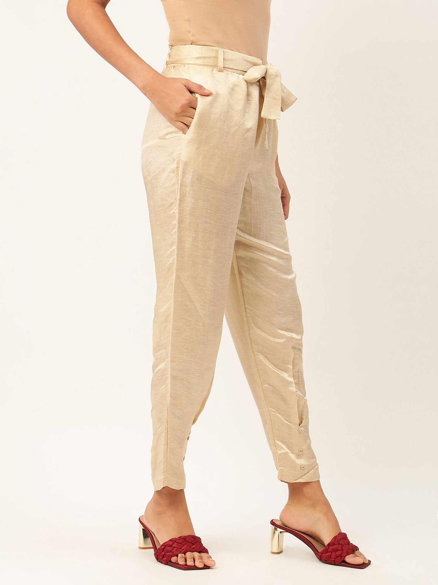 Rooted Beige Regular Fit Trousers