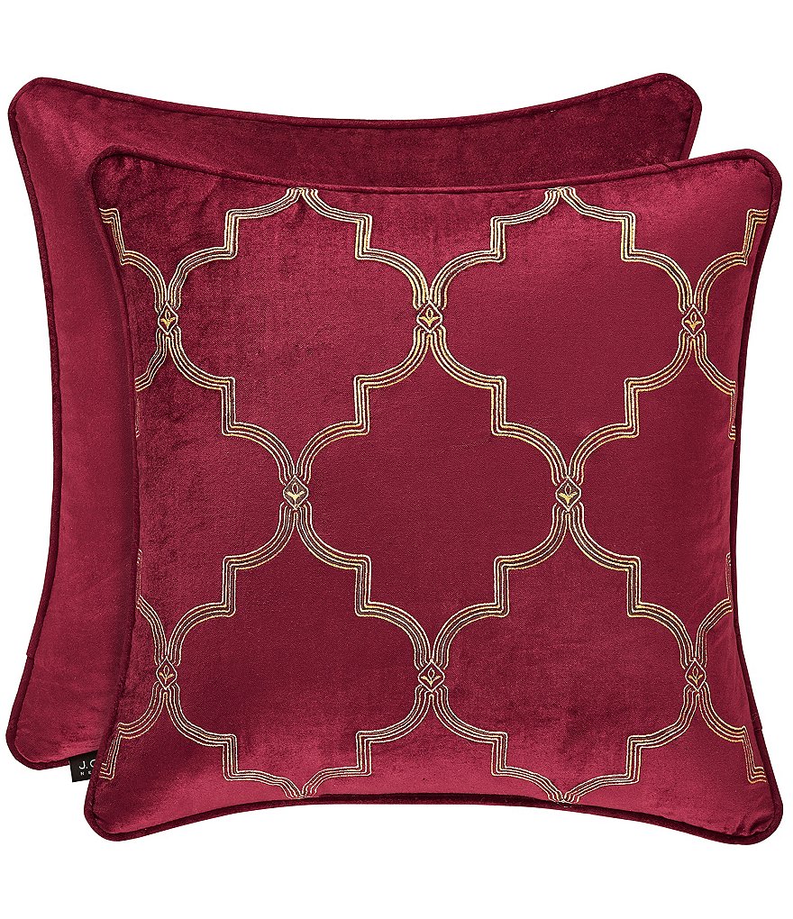 J. Queen New York Maribella Crimson Embroidered Square Pillow