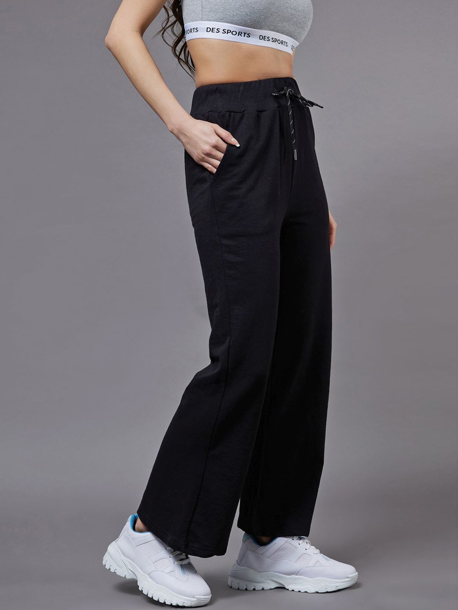 Miss Chase Black Relaxed Fit Track Pants