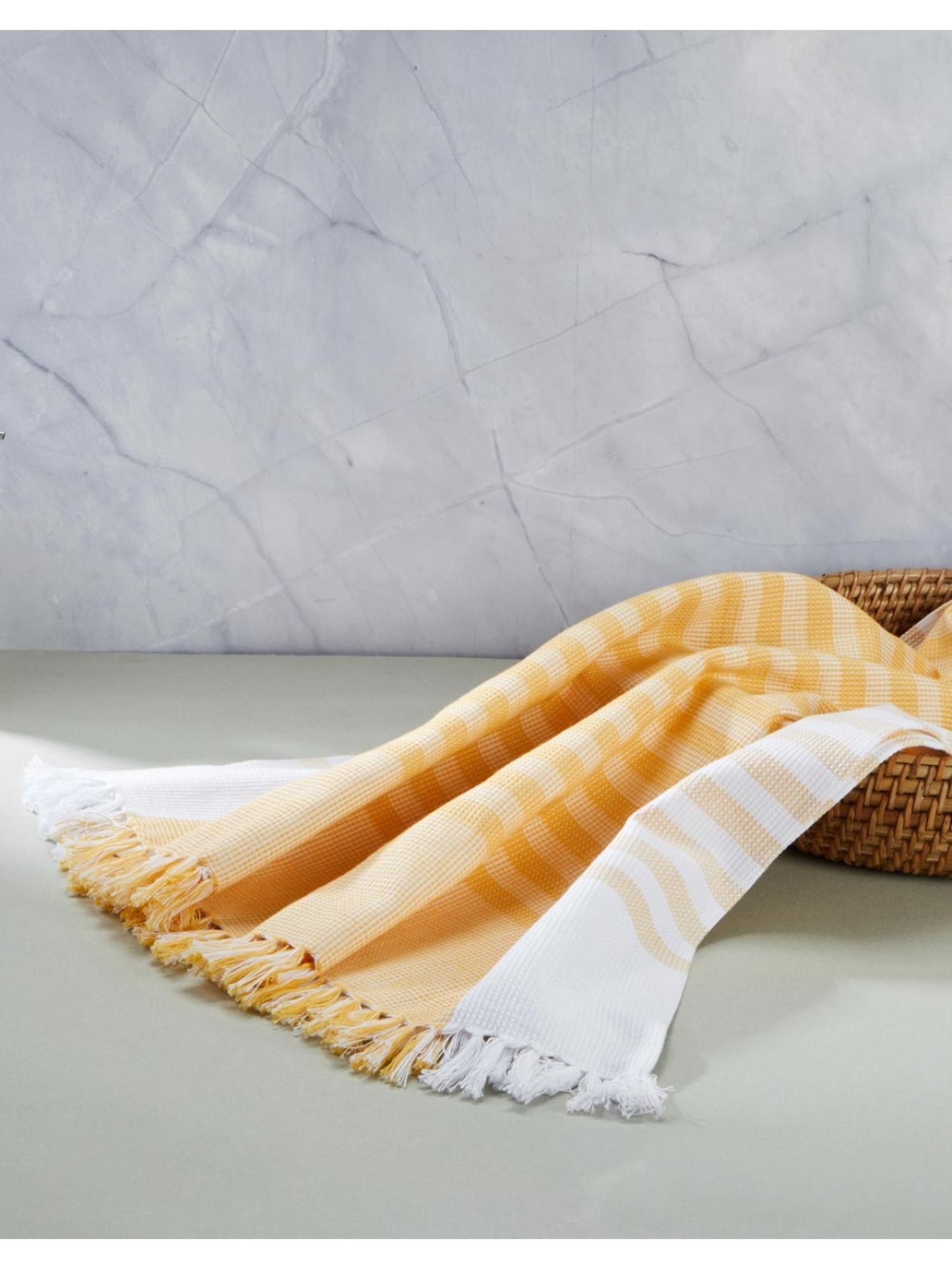 Fabindia Standalone Yellow Cotton Honeycomb Towel