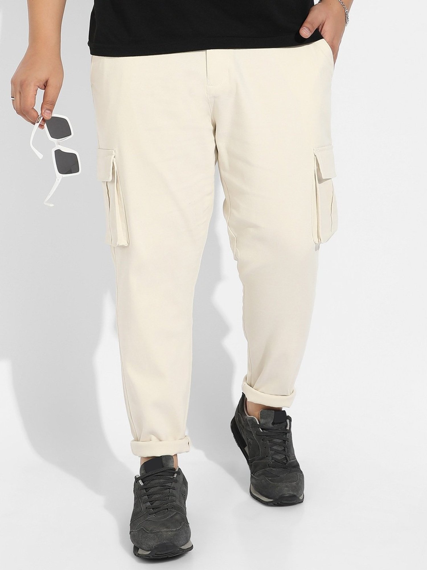 Instafab Plus Yellow Regular fit Plus Size Cargos