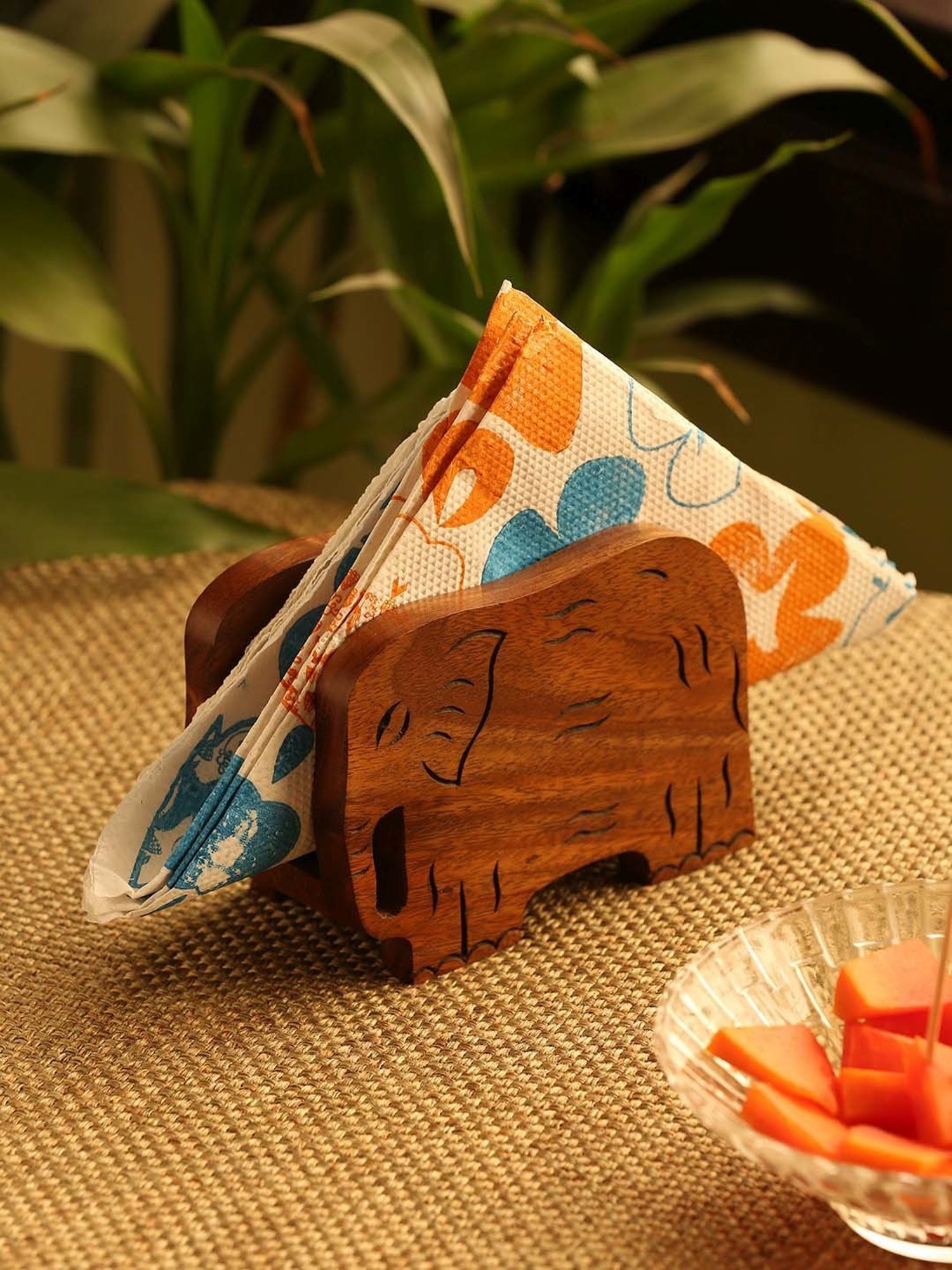 ExclusiveLane The Dancing Peacock Brown Sheesham Wood Napkin Holder - Set of 1