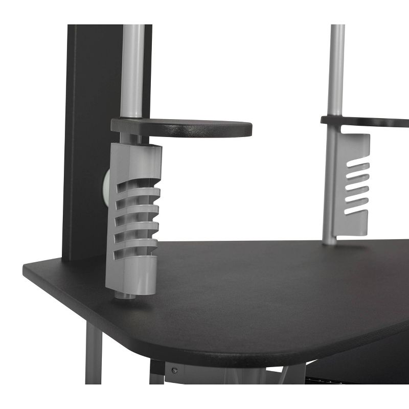 Element Corner Computer Tower With Hutch Silver/Black - Calico Designs