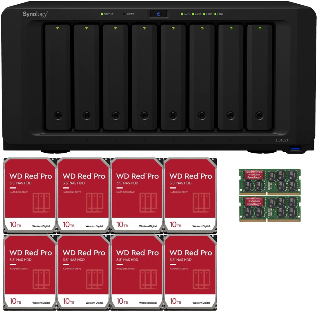 Synology DS1821+ DiskStation with 4GB RAM and 112TB (8 x 14TB) of Western Digital PRO NAS Drives Fully Assembled and Tested By CustomTechSales