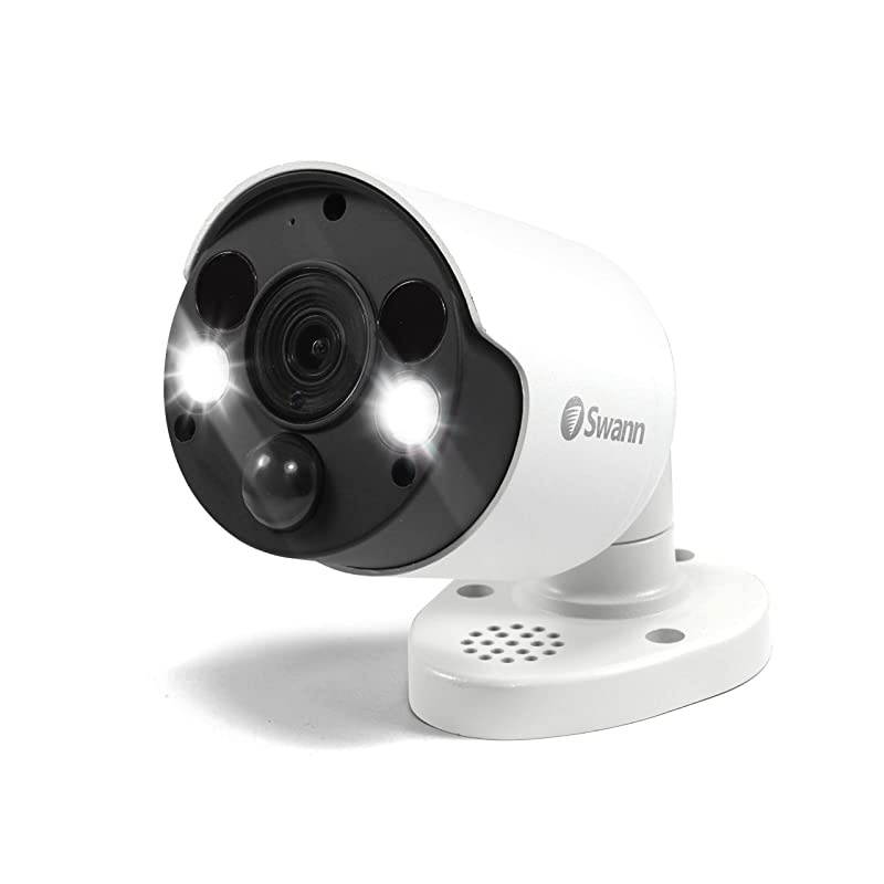 Wired PIR Bullet Security Camera & Spotlight, 4K Ultra HD Surveillance Cam w/Color Night Vision, Indoor/Outdoor, Thermal, Heat & Motion Sensing, 2 Way Talk/Siren, Add NVR w/PoE, SWNHD-887MSFB