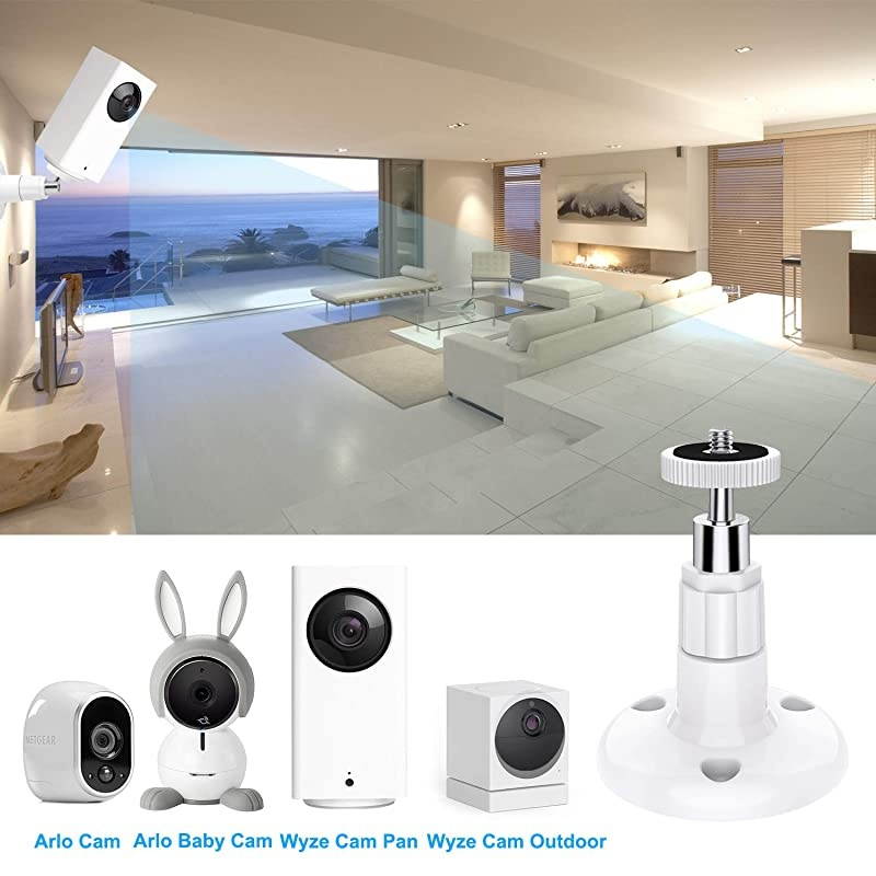 Wall Mount Compatible with Wyze Cam Pan & Wyze Cam V3, Adjustable Indoor Outdoor Mount Compatible with WyzeCam Pan, WyzeCam Outdoor, WyzeCam V3 or Other Cam with Same Interface 2 Pack