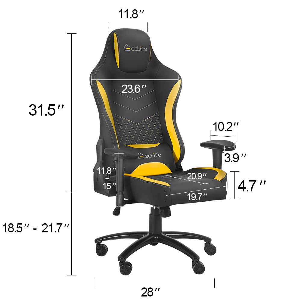Ergonomic Racing Style Gaming Chair LUCKWIND Racing Chair
Massage Gaming Chair Office Chair Height Adjustment Recliner Swivel Rocker With USB Massage Lumbar Pad E-Sports Chair