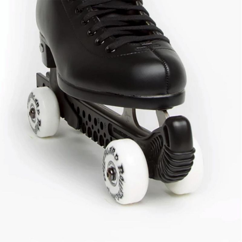 Rollergard Slip-On ROC-N-Roller Figure Skate Rolling Guard, Black (2 Pack) & Rollerblade Bladerunner Micro Ice G Girls Skates, Small, White/Blue