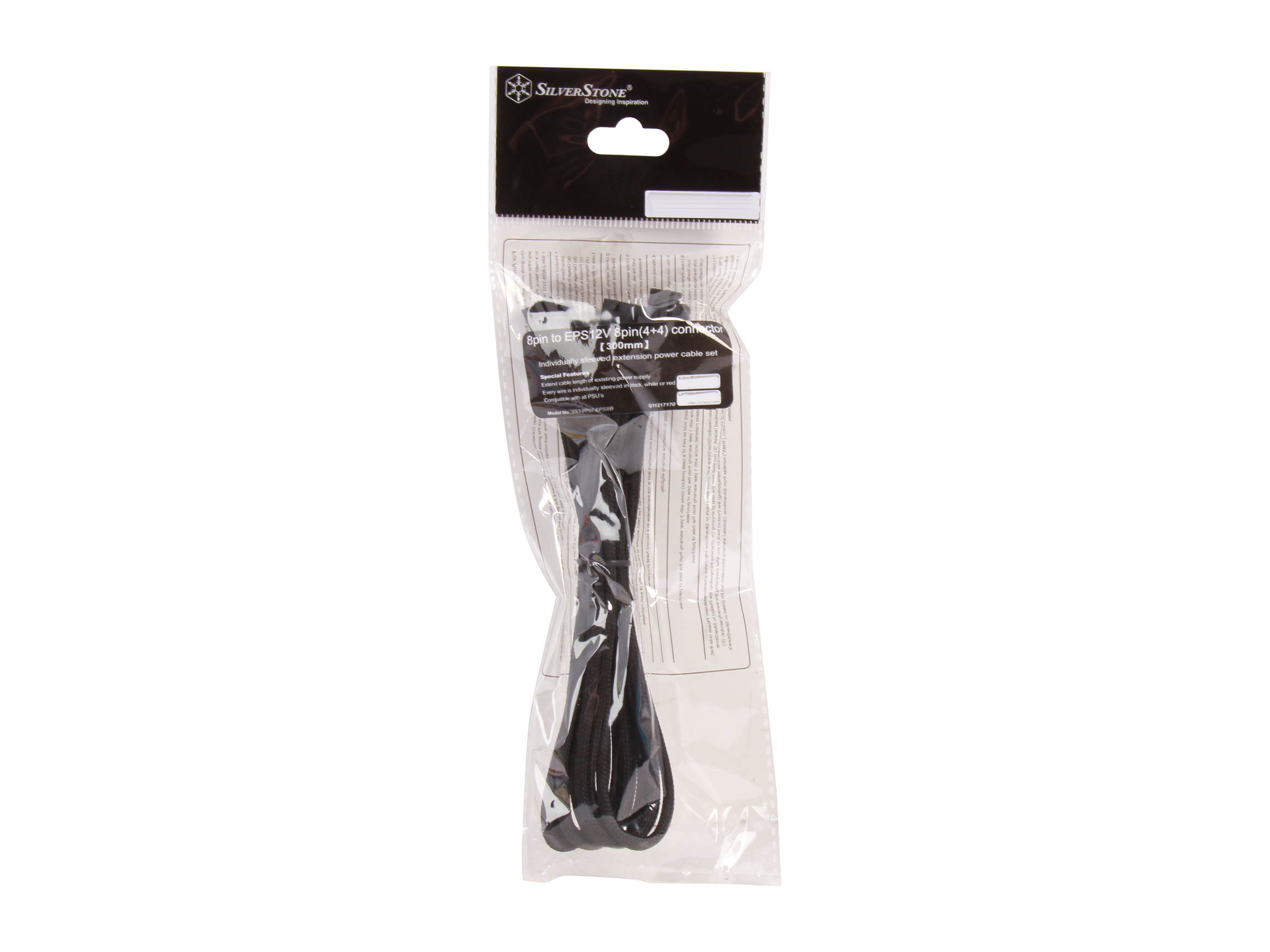 Silverstone PP07-EPS8W Sleeved Extension Power Supply Cable, 1 x 8pin to EPS12V 8pin(4+4) Connector