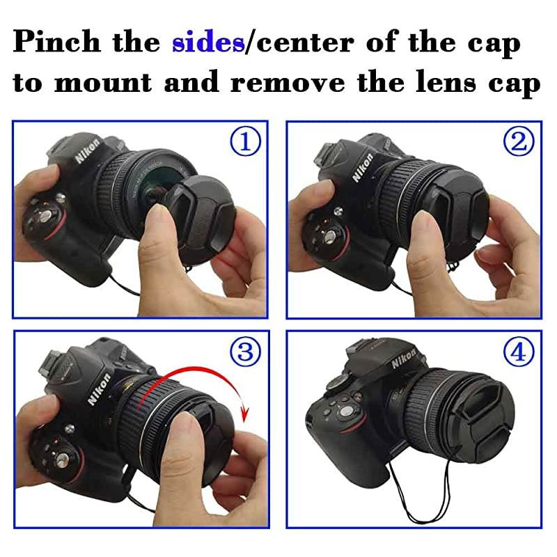 55mm Lens Cap Cover with Keeper for Sony EMount 1670mm F4 ZASony 18135mm F3556 OSS Lens for Sony Alpha a6600 a6500 a6400 a6300 a6100 a6000 a5100 a50002 Pack