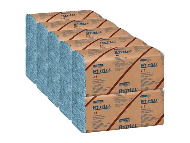 WypAll L10 Disposable Towels (05123), Windshield Wipe, 1-PLY, Banded, Blue, 12 Packs / Case, 200 Wipes / Pack, 2,400 Sheets / Case