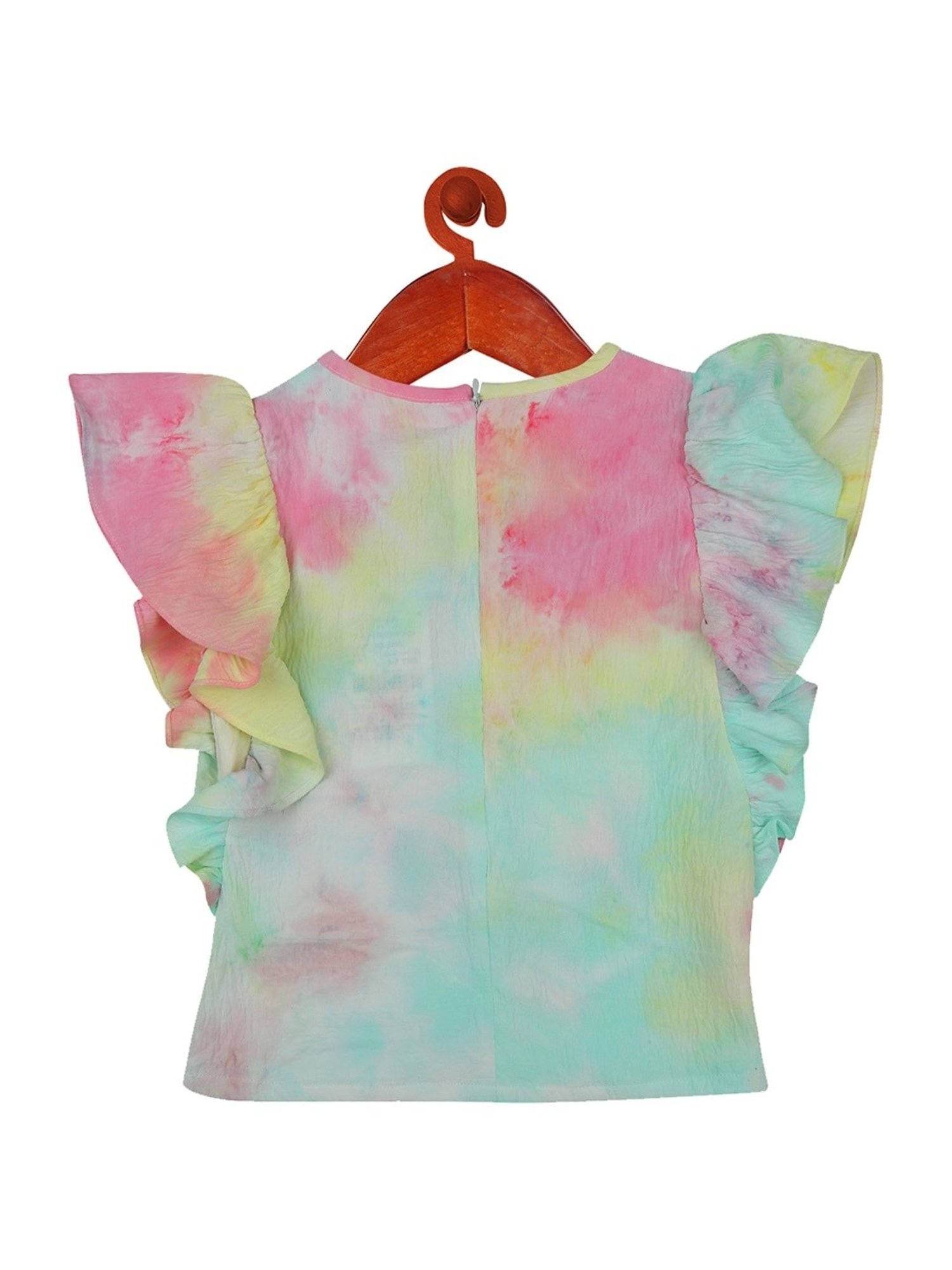 Tiny Girl Kids Aqua Blue & Pink Over Dyed Top