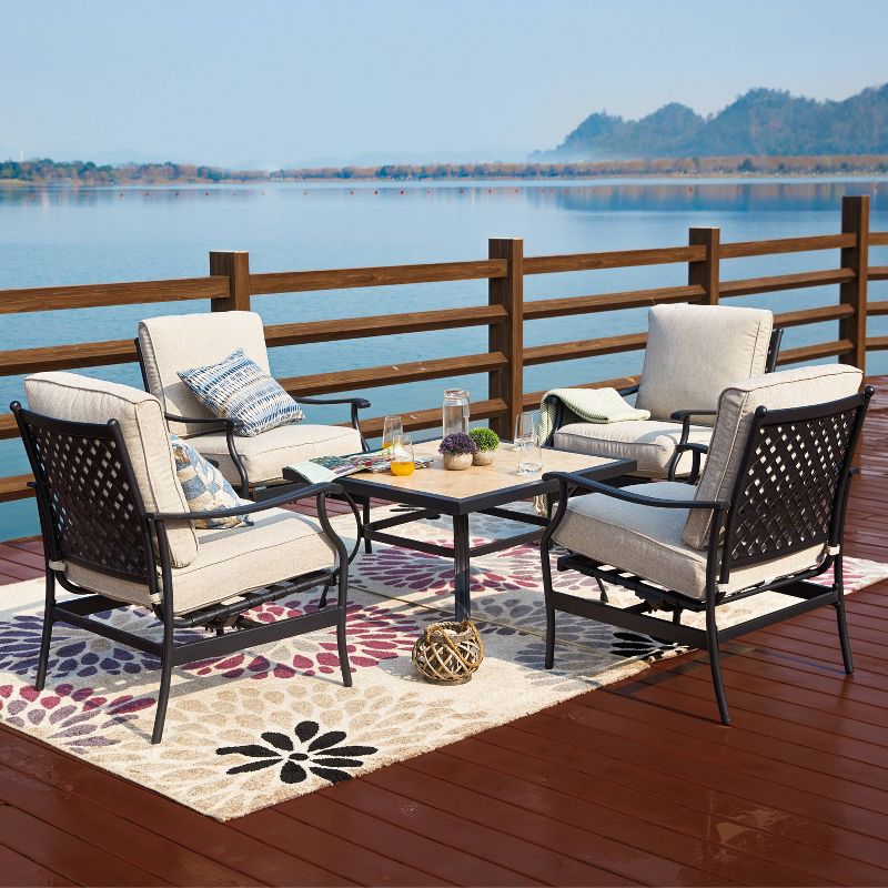 5pc Steel Patio Dining Sets Cream - Lokatse