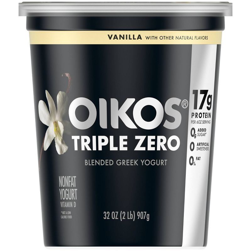 Dannon Oikos Triple Zero Vanilla Greek Yogurt - 32oz