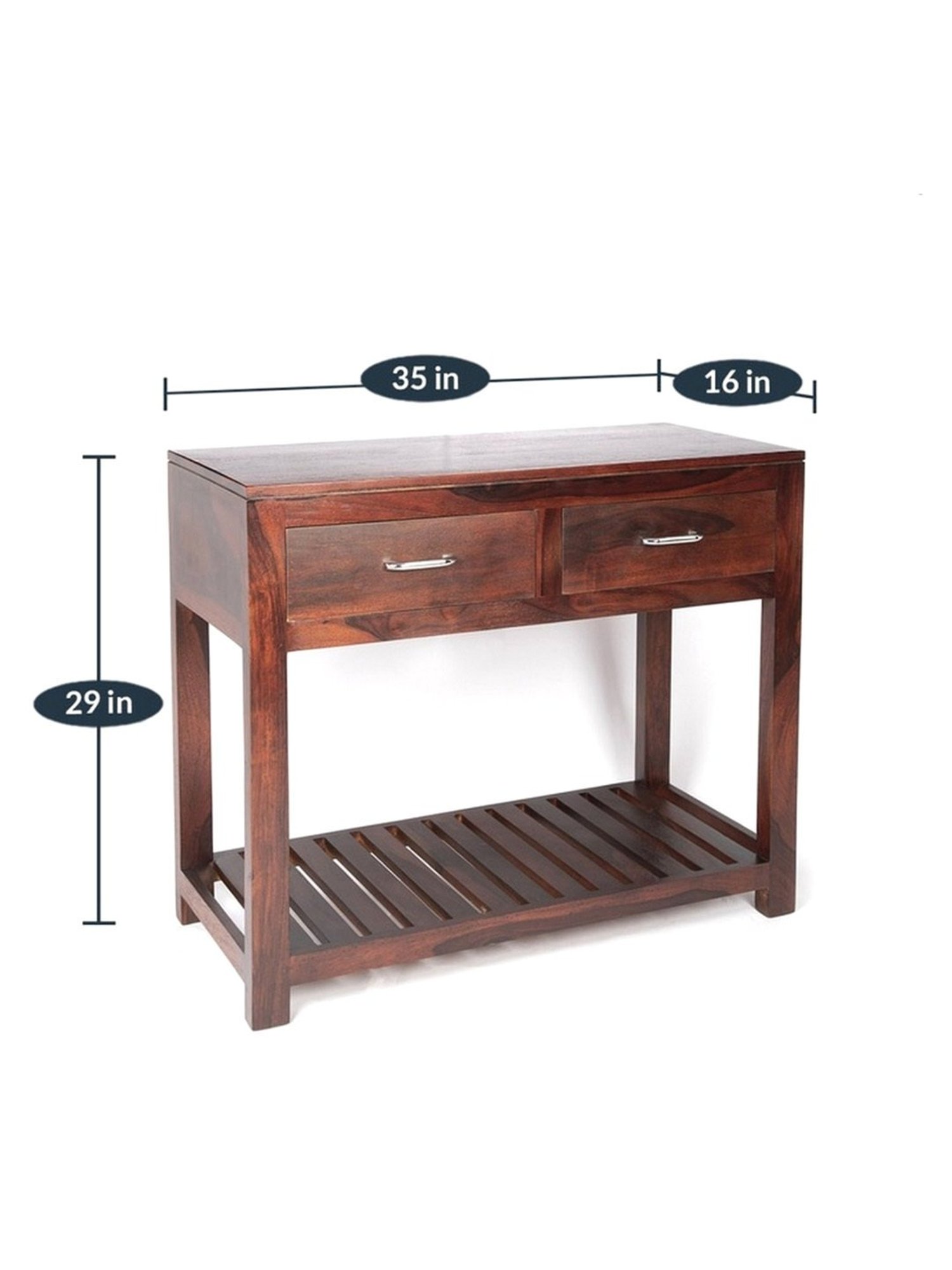 Ikiriya Allen Solid Dark Brown Wood Console Table Dark Walnut Finish