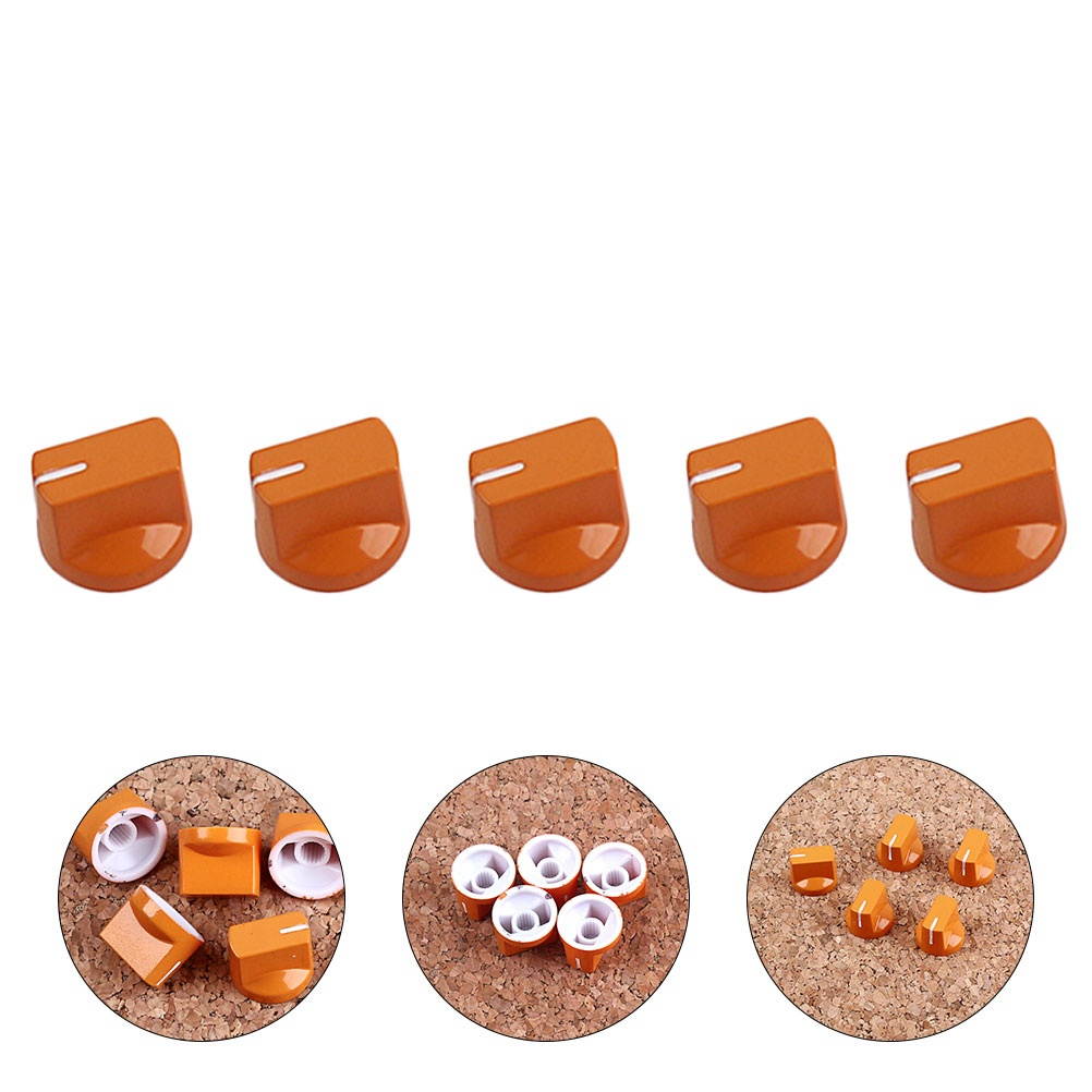5 Pcs Plastic Flat Guitar Bass Knob Amp Amplifier Effect Pedal Knobs Guitar Accessories Parts (Orange)